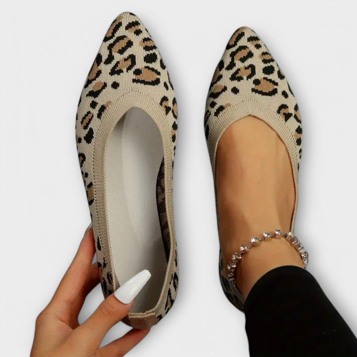Leopardzie wzór spiczaste baleriny