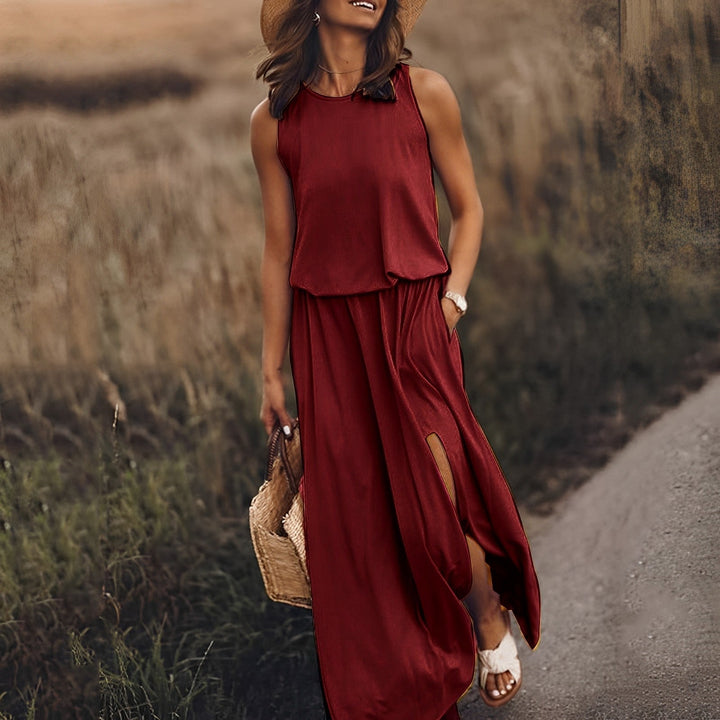 Sukienka maxi bez rękawów w stylu retro