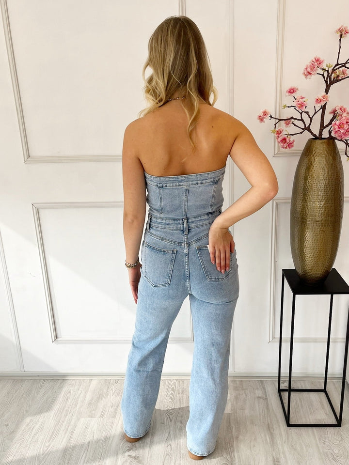 Kombinezon Denim Bez Ramiączek | Niebieski