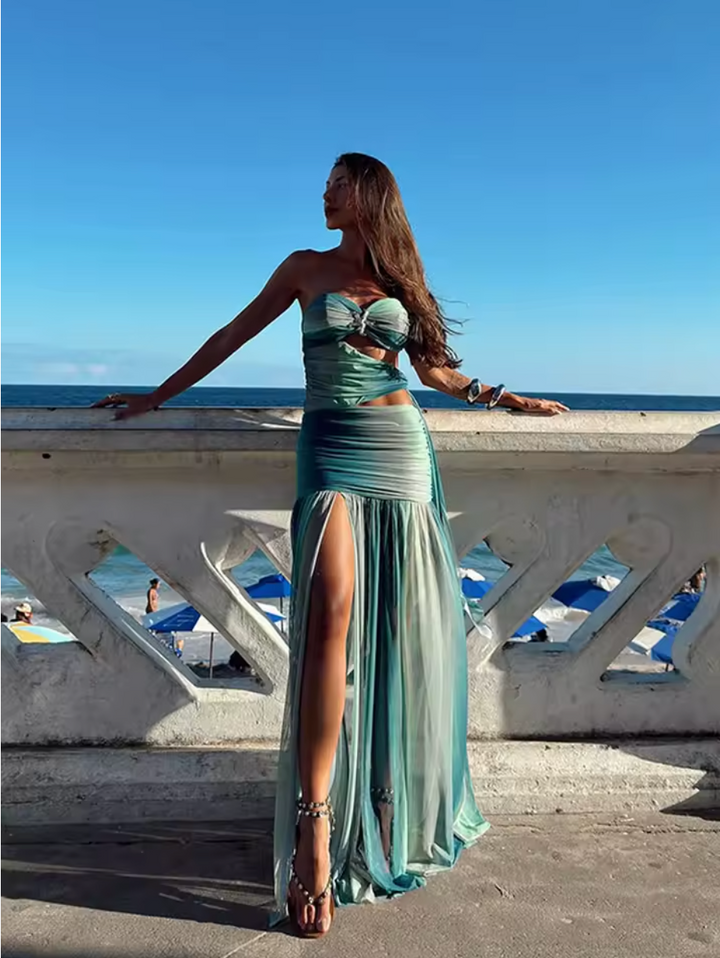 Iwona – Sukienka maxi z odkrytymi plecami
